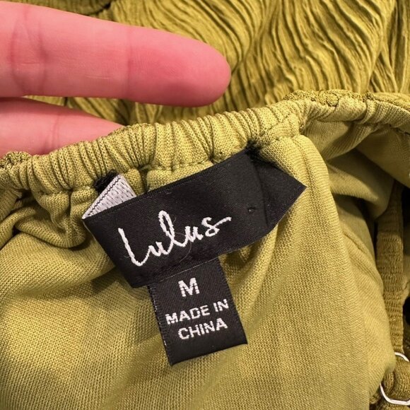 Lulu's Chartreuse Tie-Back Faux-Wrap Midi Dress - Picture 4 of 7